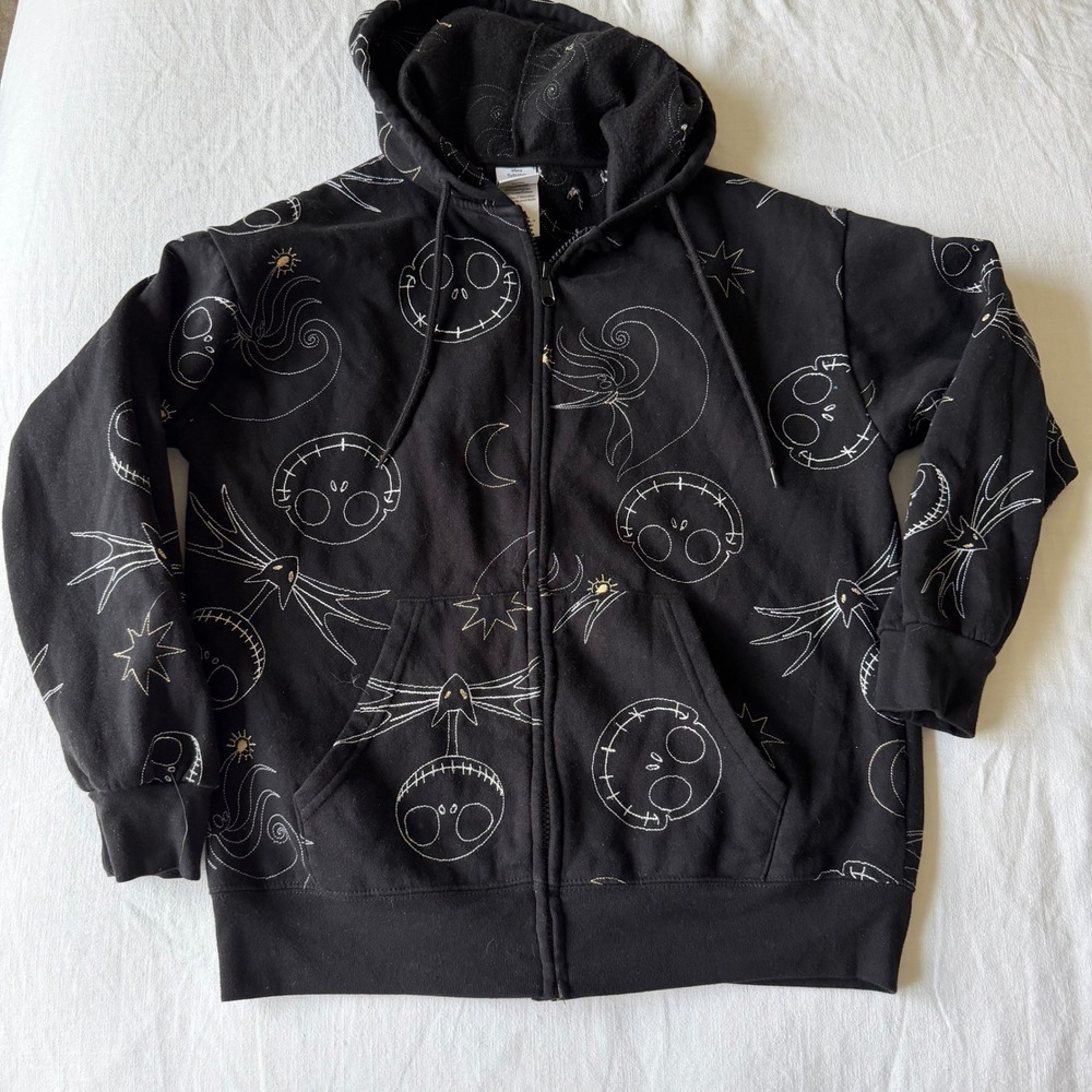 Disney Nightmare Before Christmas Embroidered Jack Zip Hoodie Black M - Picture 5 of 8